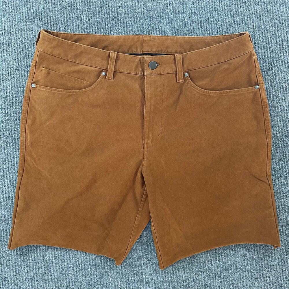 Lululemon Men’s ABC Slim Fit Cut Off Shorts Utilitech Fabric Burnt Carmel 34